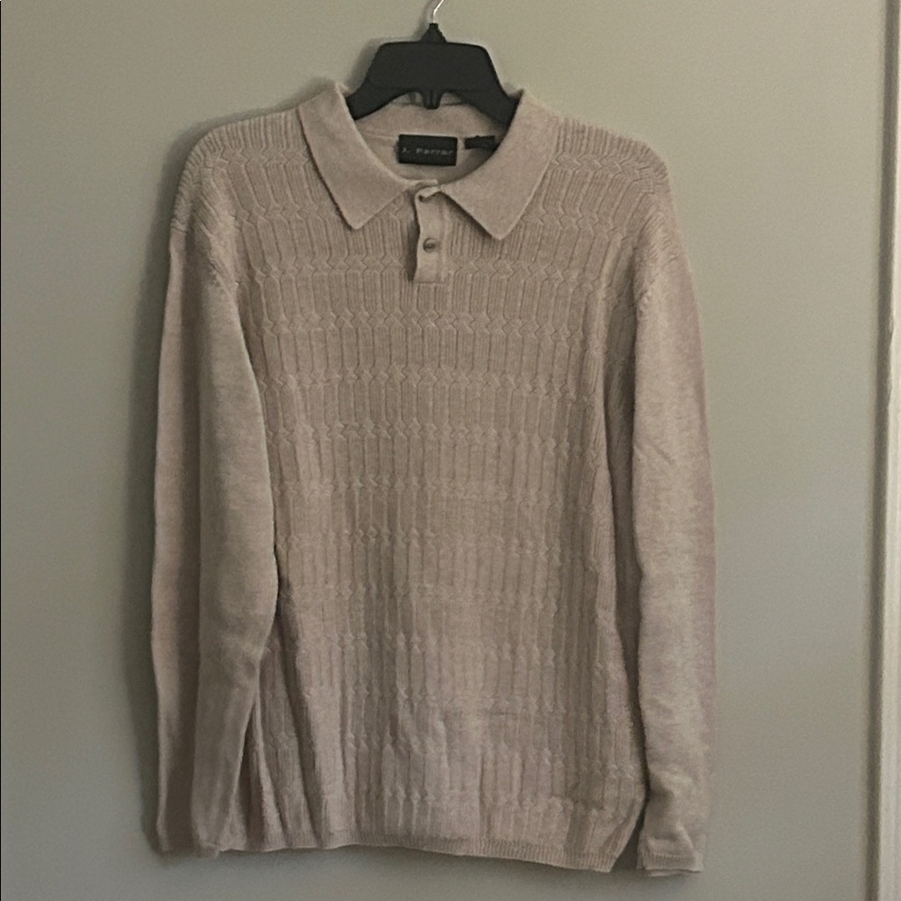 J.F. Ferrar Men's Light Beige Knit Sweater